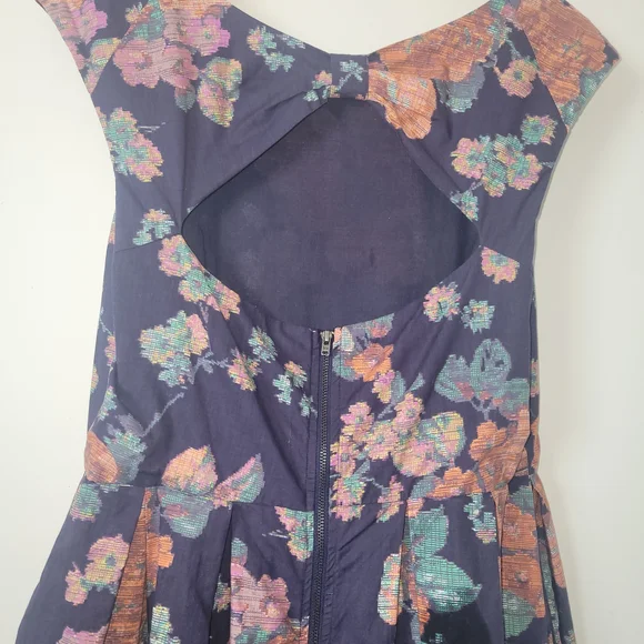 American Rag Floral Midi Dress - Navy and Orange - Picture 4 of 5